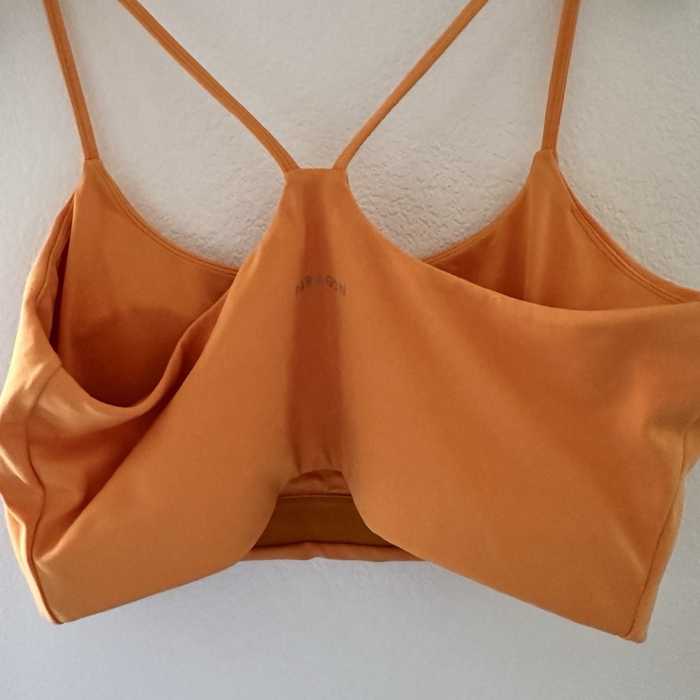 Paragon Sports Bra Women 2XL Orange Racerback Removable Pads Athletic Crop Top - Picture 2 of 9